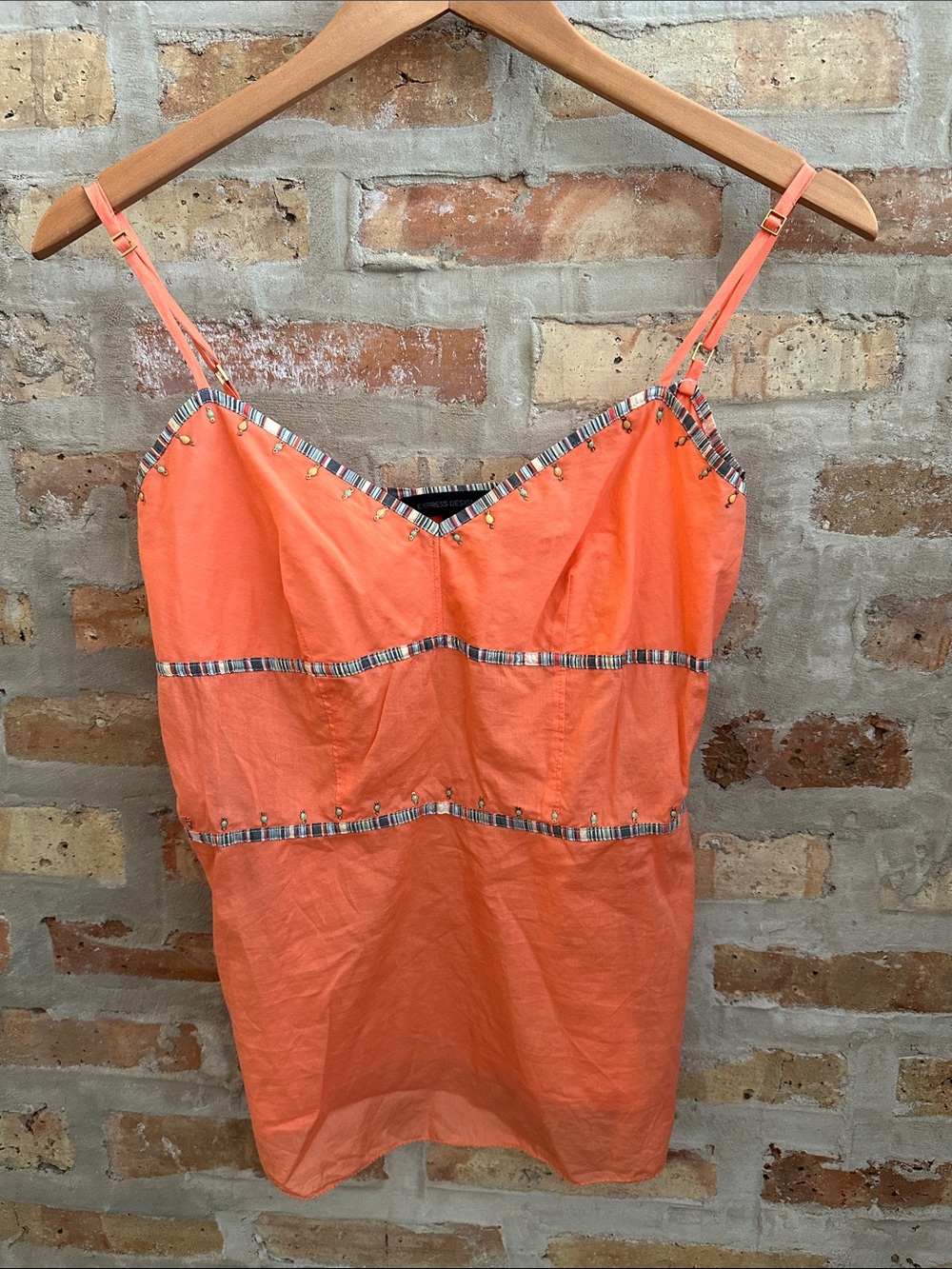 Express Design Studio Women’s Coral Embellished Spaghetti Strap Top